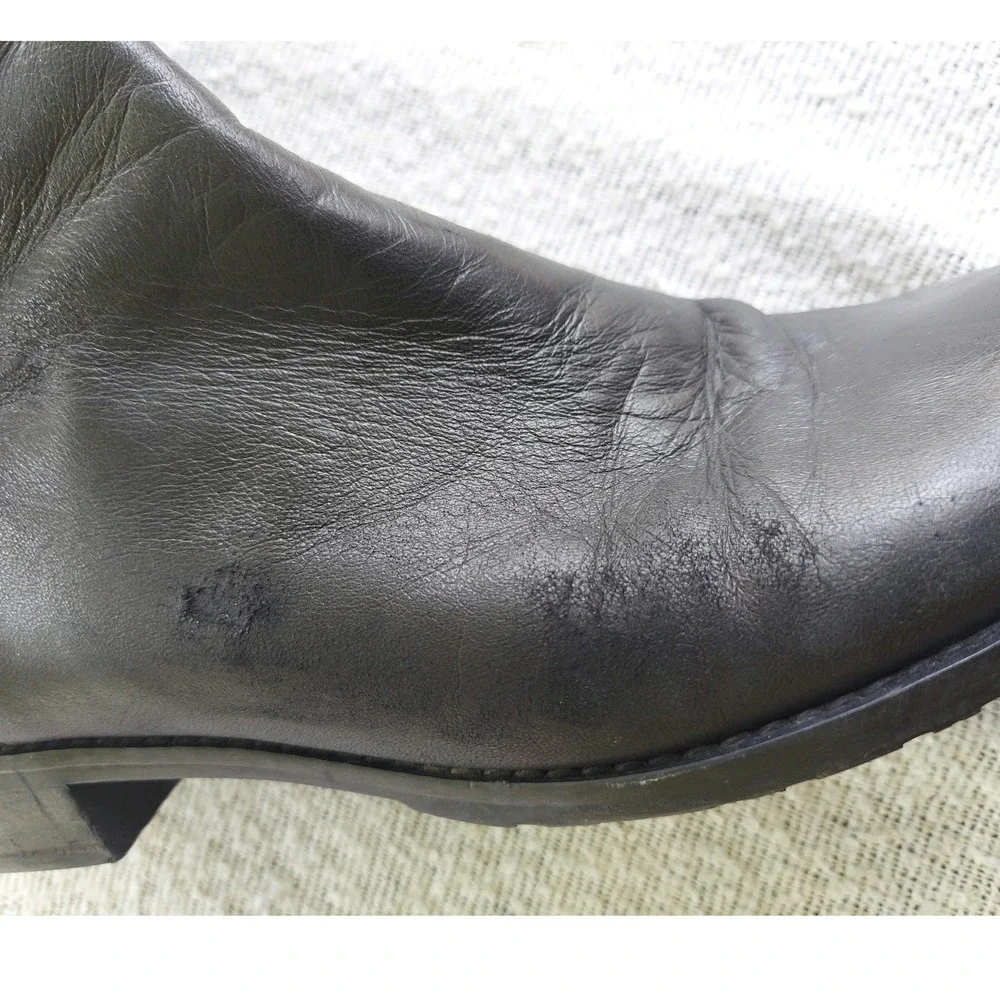 Stuart Weitzman Boots Womens 8.5 Black 5050 Over The Knee Leather Stretch Flat